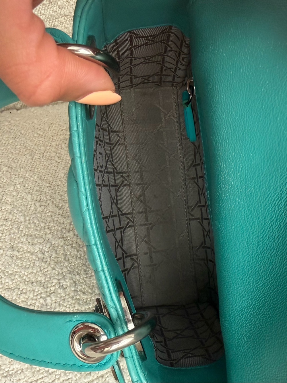 Lady Dior Mini Bag in Teal - Picture 10 of 16